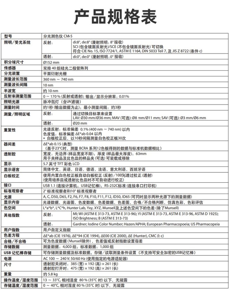 分光测色计CM-5(顶部端口)